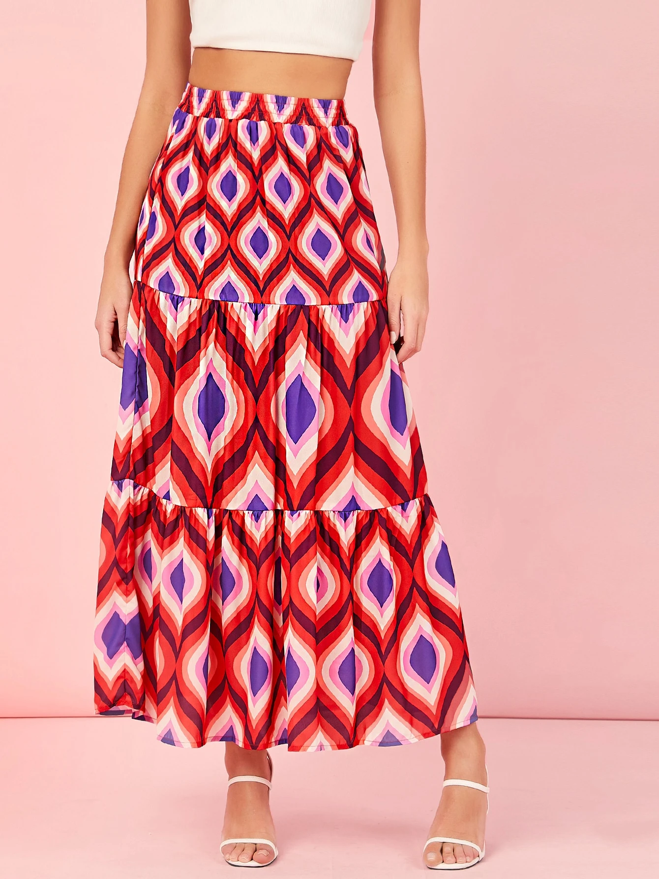 Elastic Waist Shirred Kaleidoscope 