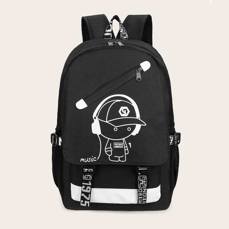 

Guys Fluorescen Figure Graphic Backpack, Black
