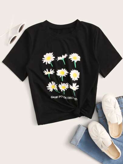 Daisy Floral Slogan Graphic Tee