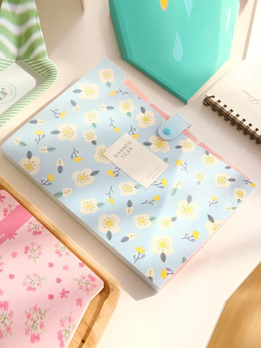 1入組印花紐扣文件夾 - 彩色 - 查看 1