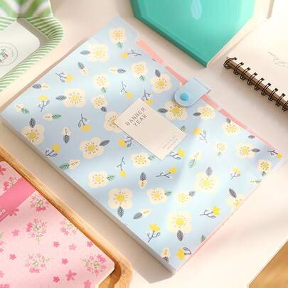 1pc Floral Button File Folder