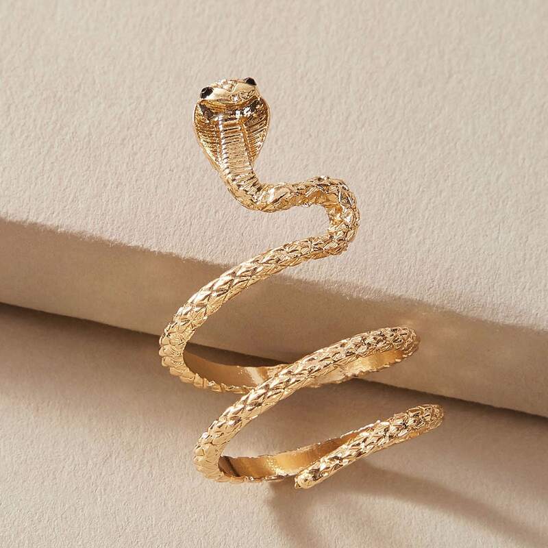 

1pc Snake Shaped Ring, Gold