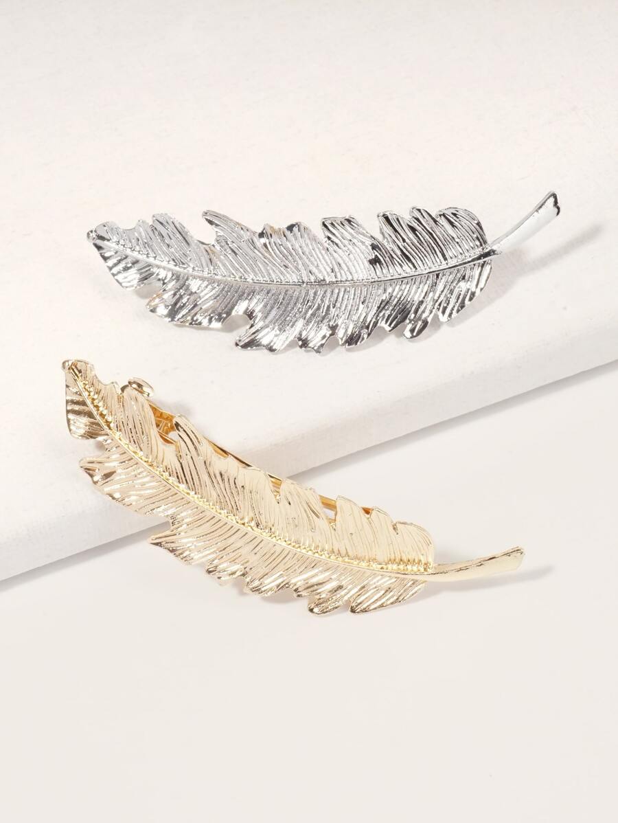 2入組葉子設計髮夾 - 彩色 - 查看 1