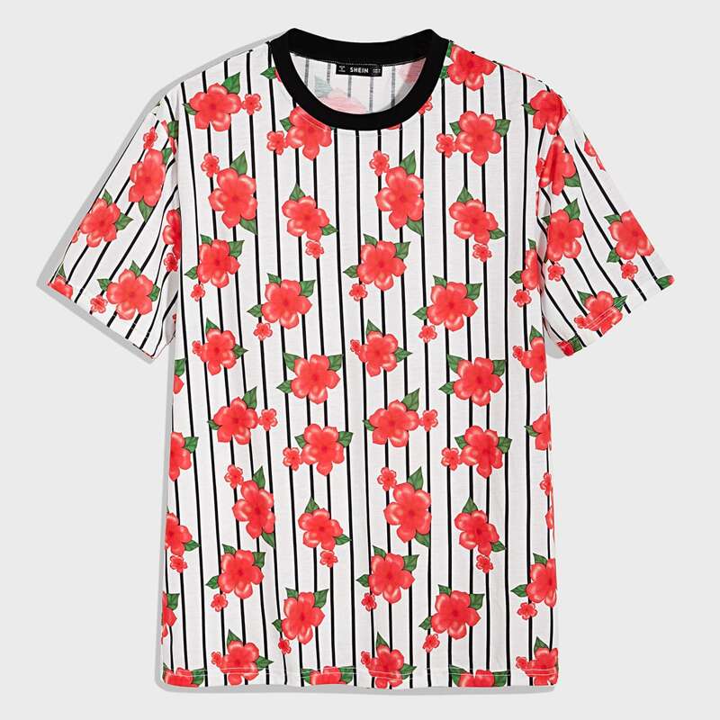 

Guys Floral and Striped Tee, Multicolor