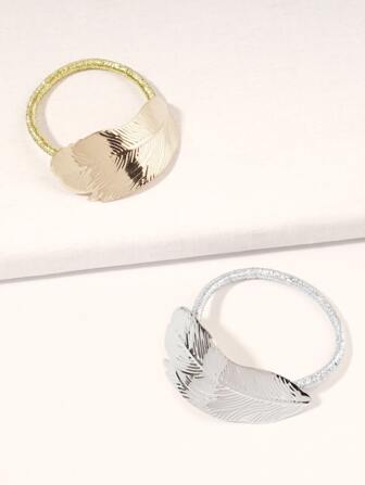 ربطة شعر مزخرف بورق معدني قطعتين