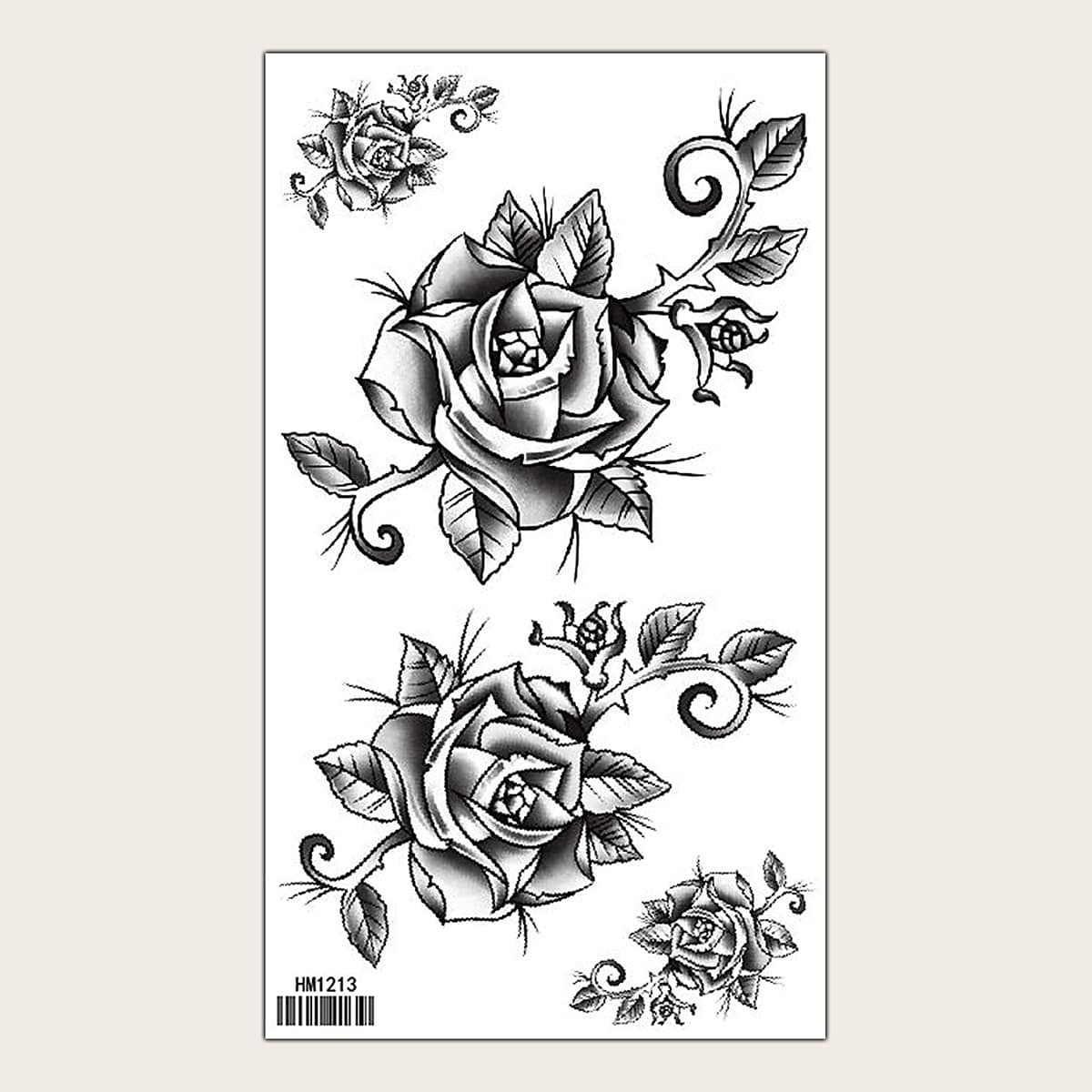 Rose Pattern Tattoo Sticker, Black