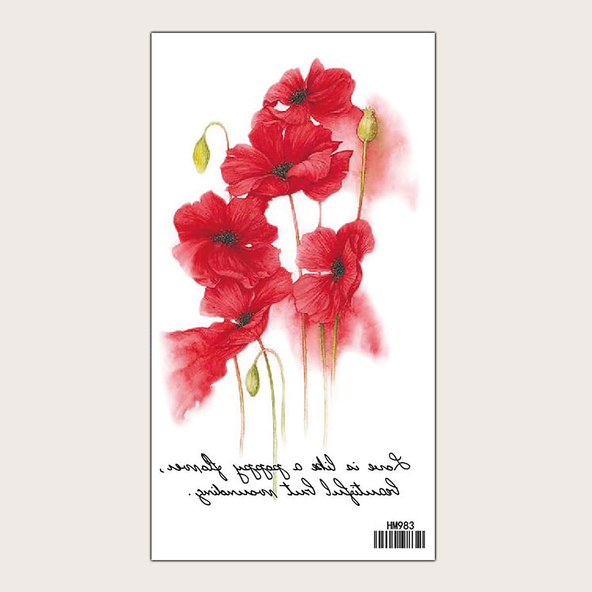 

Flower Pattern Tattoo Sticker, Red