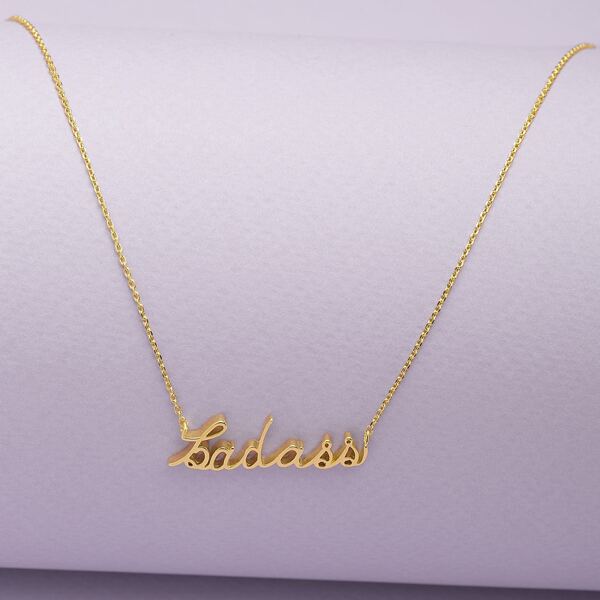 

Badass Lettering Necklace, Gold