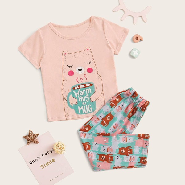 

Toddler Girls Cartoon Graphic Pajama Set, Multicolor
