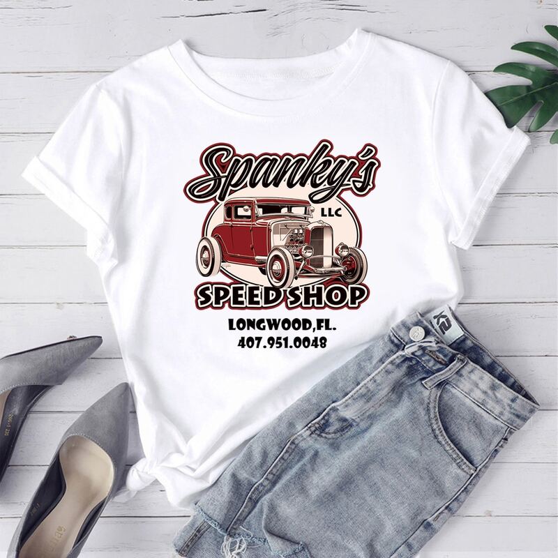 

Car And Letter Graphic Tee, White