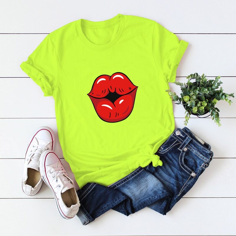 

Neon Lime Lip Print Tee, Green bright