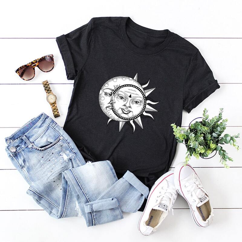 

Sun And Moon Print Tee, Black