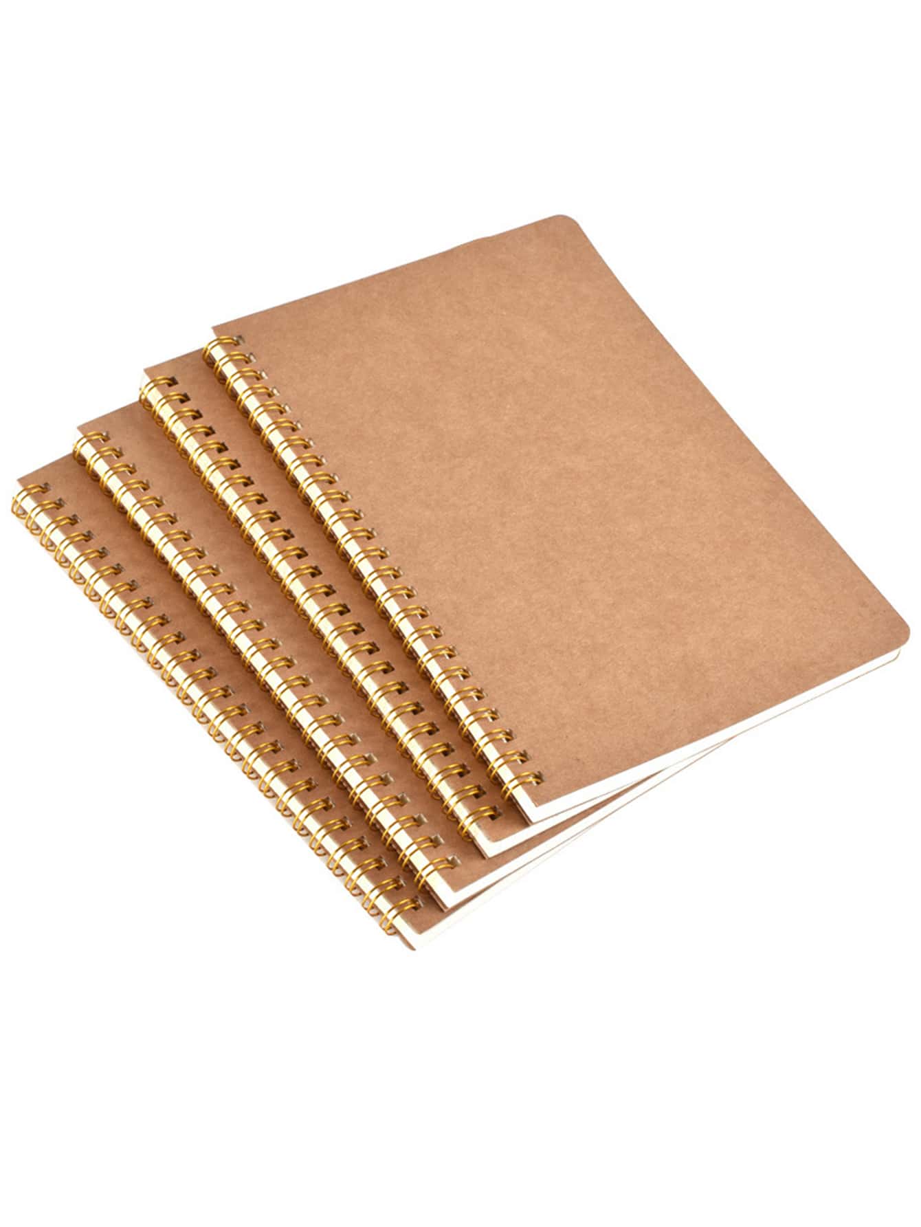 1pc Kraft Paper Cover Spiral Notebook - Khaki - View 1