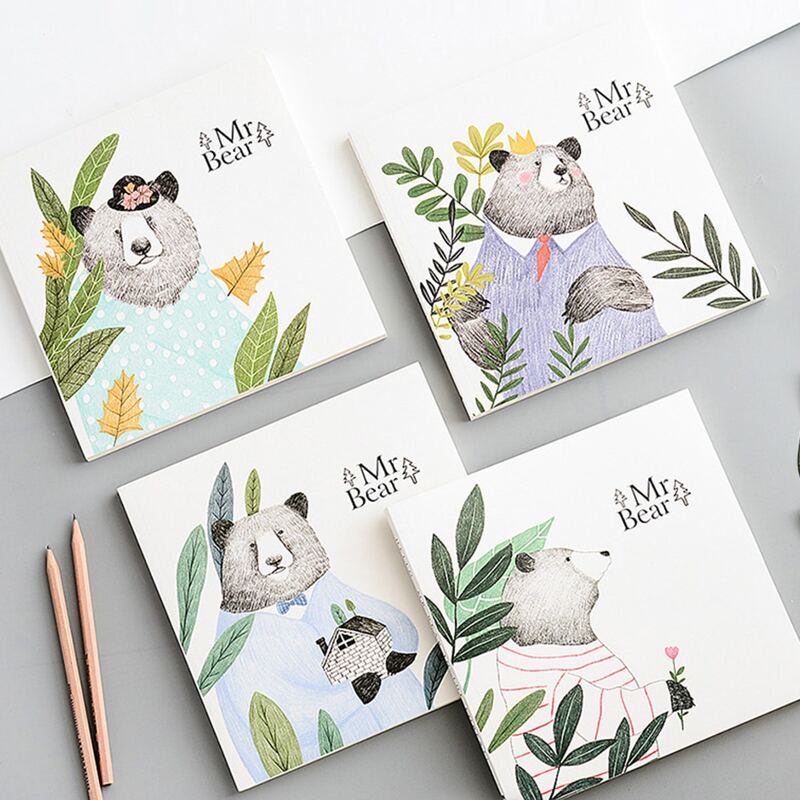 

1pack Random Bear Print Cover Notebook