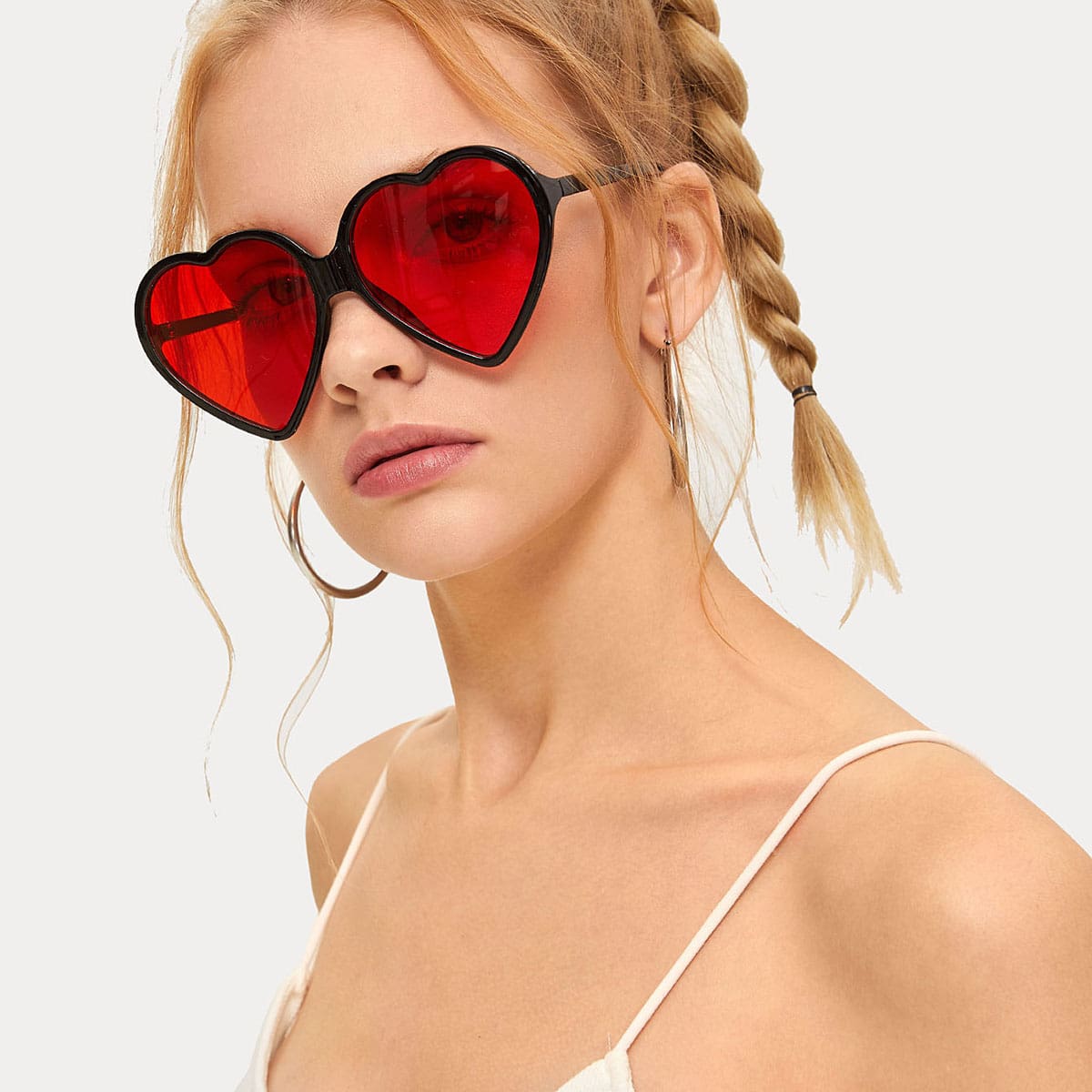 

Heart Frame Sunglasses, Red