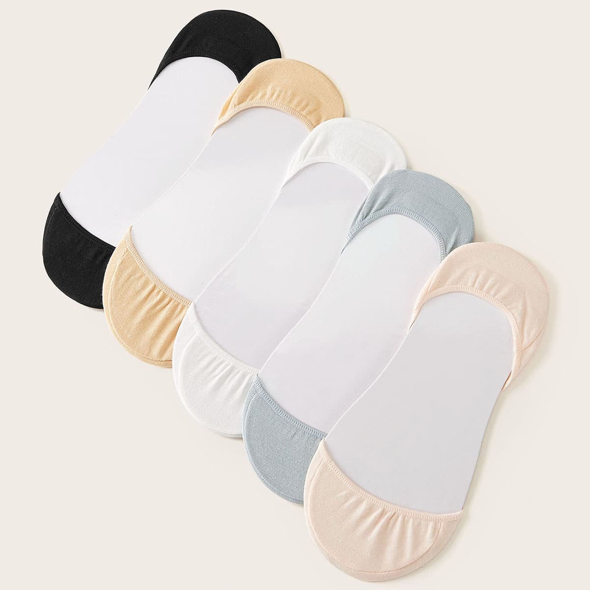 

5pairs Simple Invisible Socks, Multicolor