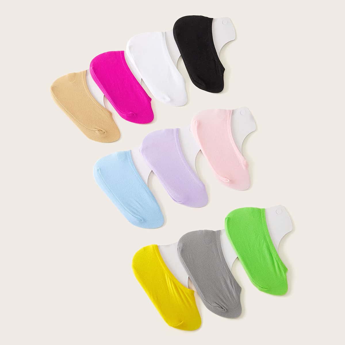 

10pairs Simple Invisible Socks, Multicolor