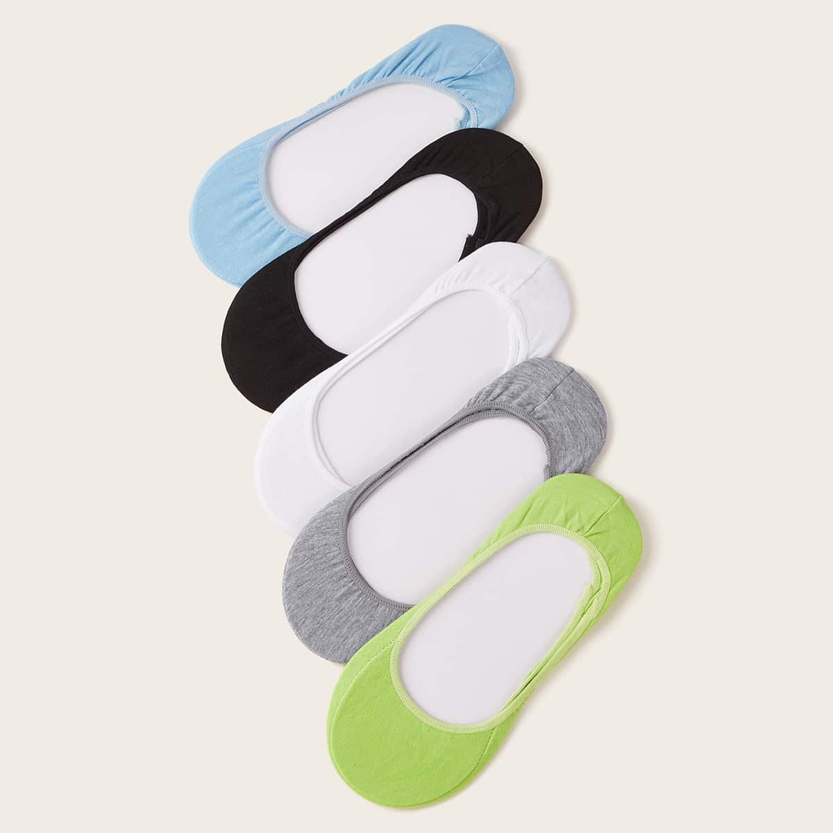 

5pairs Simple Invisible Socks, Multicolor