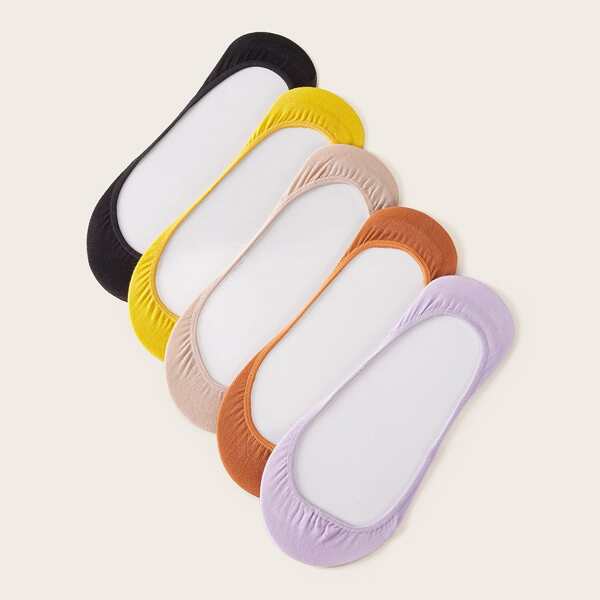 

5pairs Simple Invisible Socks, Multicolor