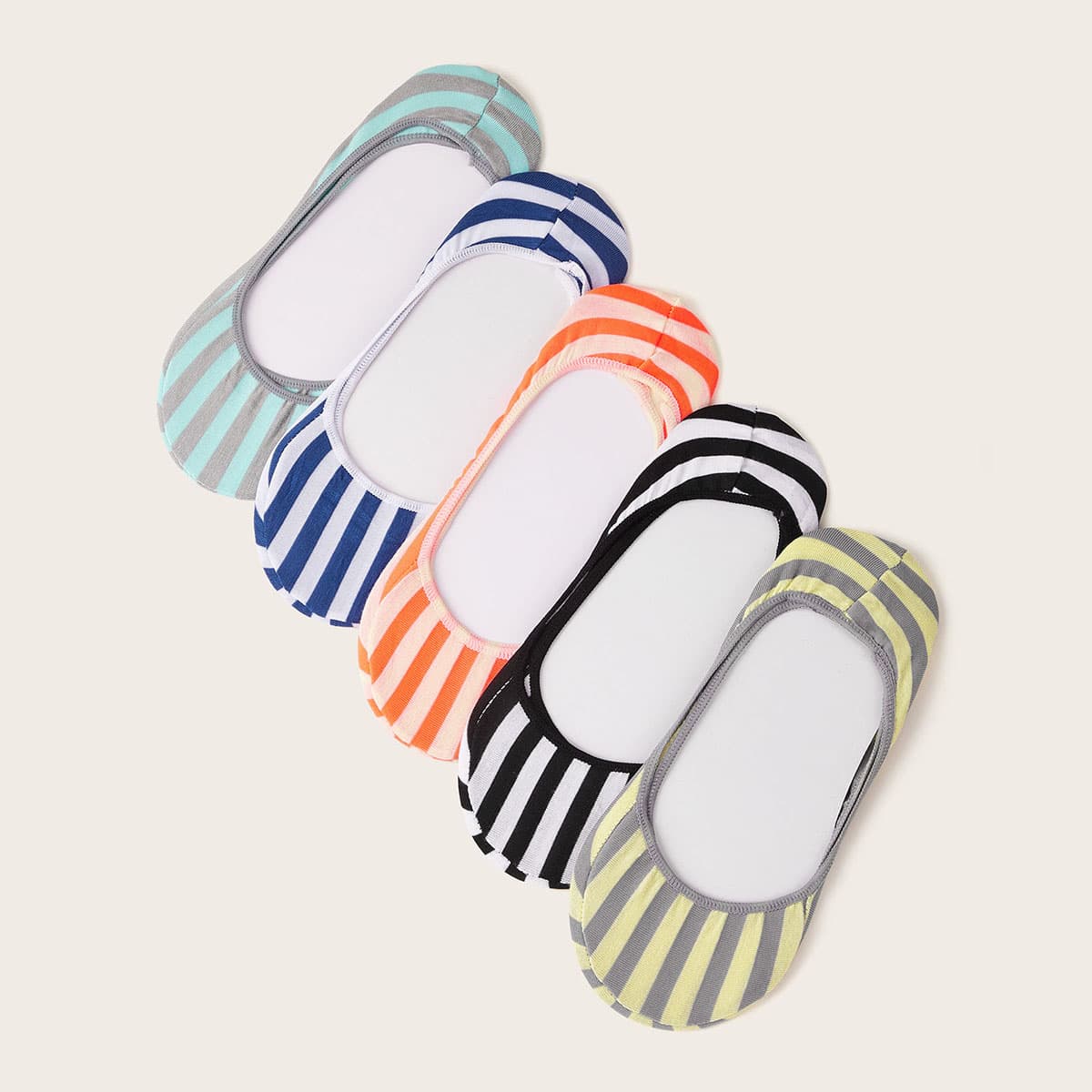 

5pairs Striped Pattern Invisible Socks, Multicolor