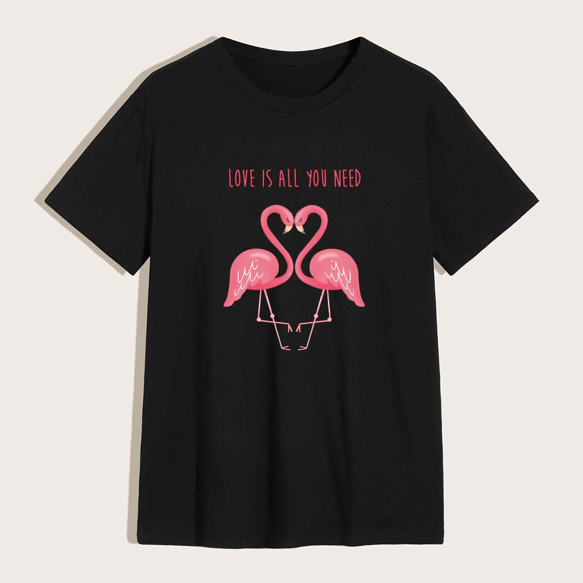 

Guys Flamingo & Slogan Graphic Tee, Black