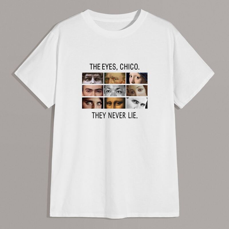 

Guys Slogan & Figure Graphic Tee, White