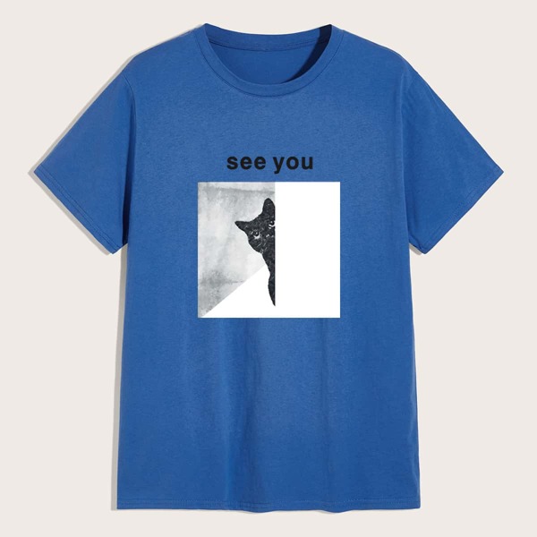 

Мужская футболка с оригинальным принтом, Синий