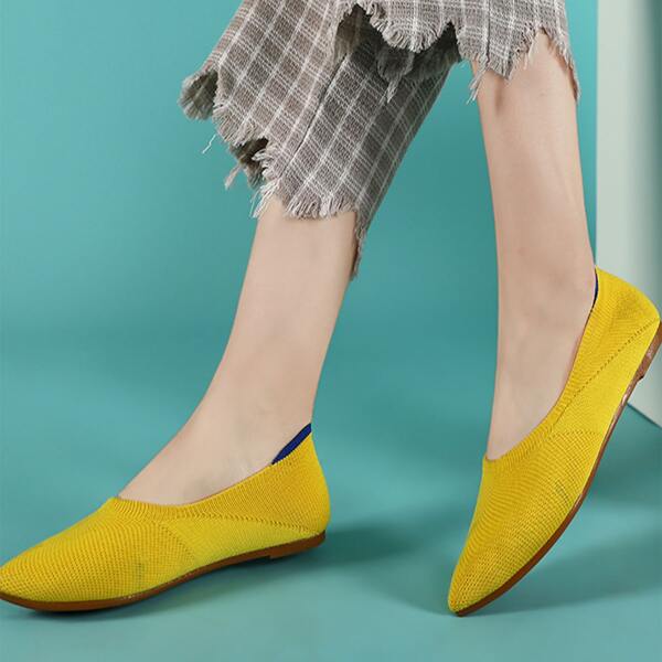 

Point Toe Slip On Ballet Flats, Yellow