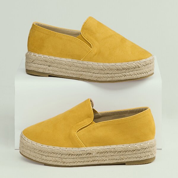 

Jute Trim Flatform Slip On Espadrilles, Yellow