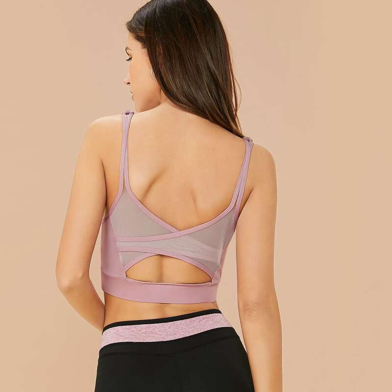 

Cut Out Back Sports Bra, Pink