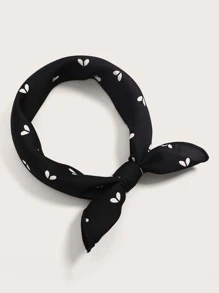 Heart Pattern Bandana - Black and White - View 1