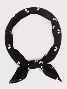Heart Pattern Bandana - Black and White - View 4
