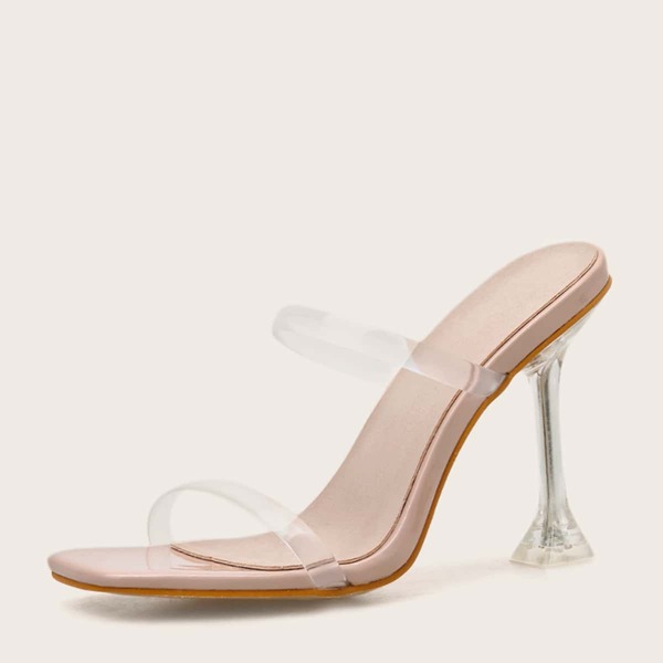

Clear Stiletto Heeled Mules