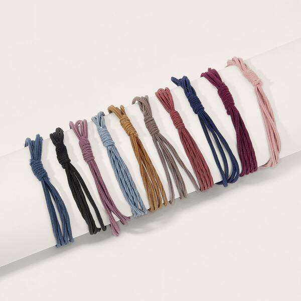 

10pcs Solid Layered Hair Tie, Multicolor