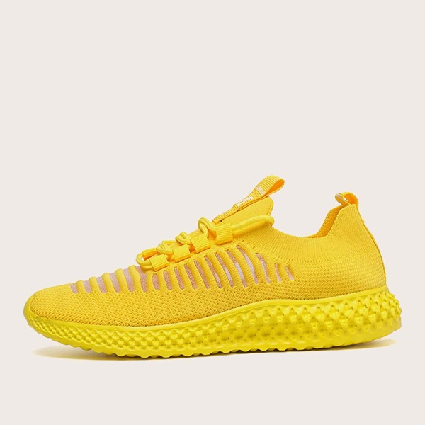 

Striped Lace-up Front Sneakers, Yellow