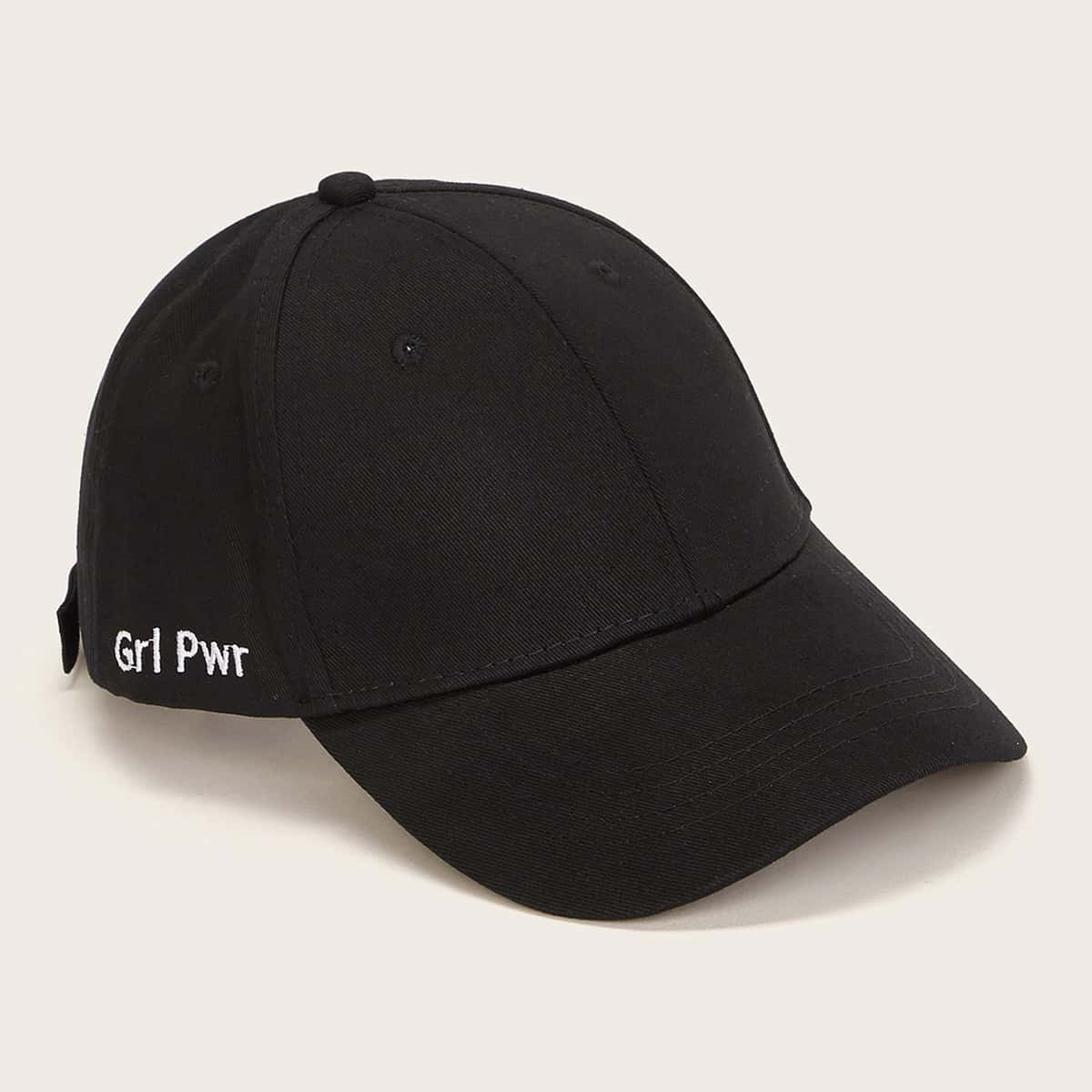 

Letter Embroidered Baseball Cap, Black