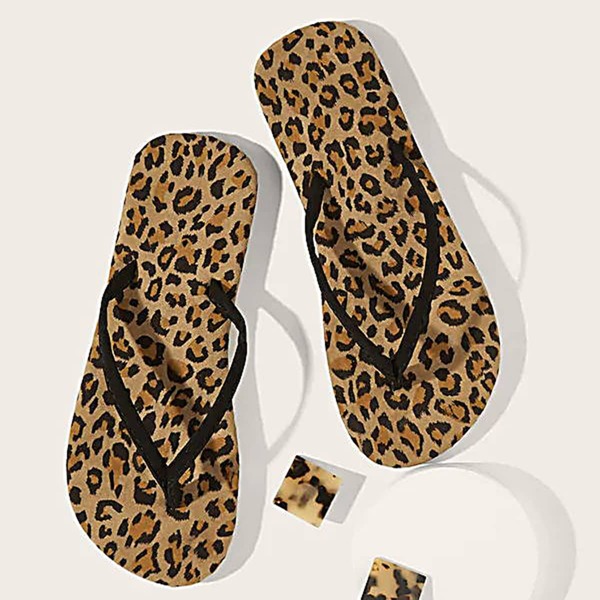 

Leopard Flip Flops, Black coffee brown