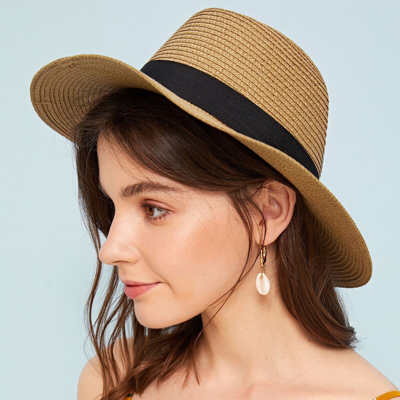 

Band Decor Straw Hat, Khaki