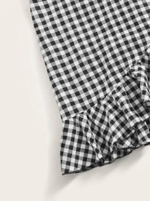 Soleia Falda fruncido con cordón lateral de cuadros - Blanco y Negro - Ver 4