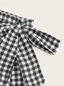 Soleia Falda fruncido con cordón lateral de cuadros - Blanco y Negro - Ver 5