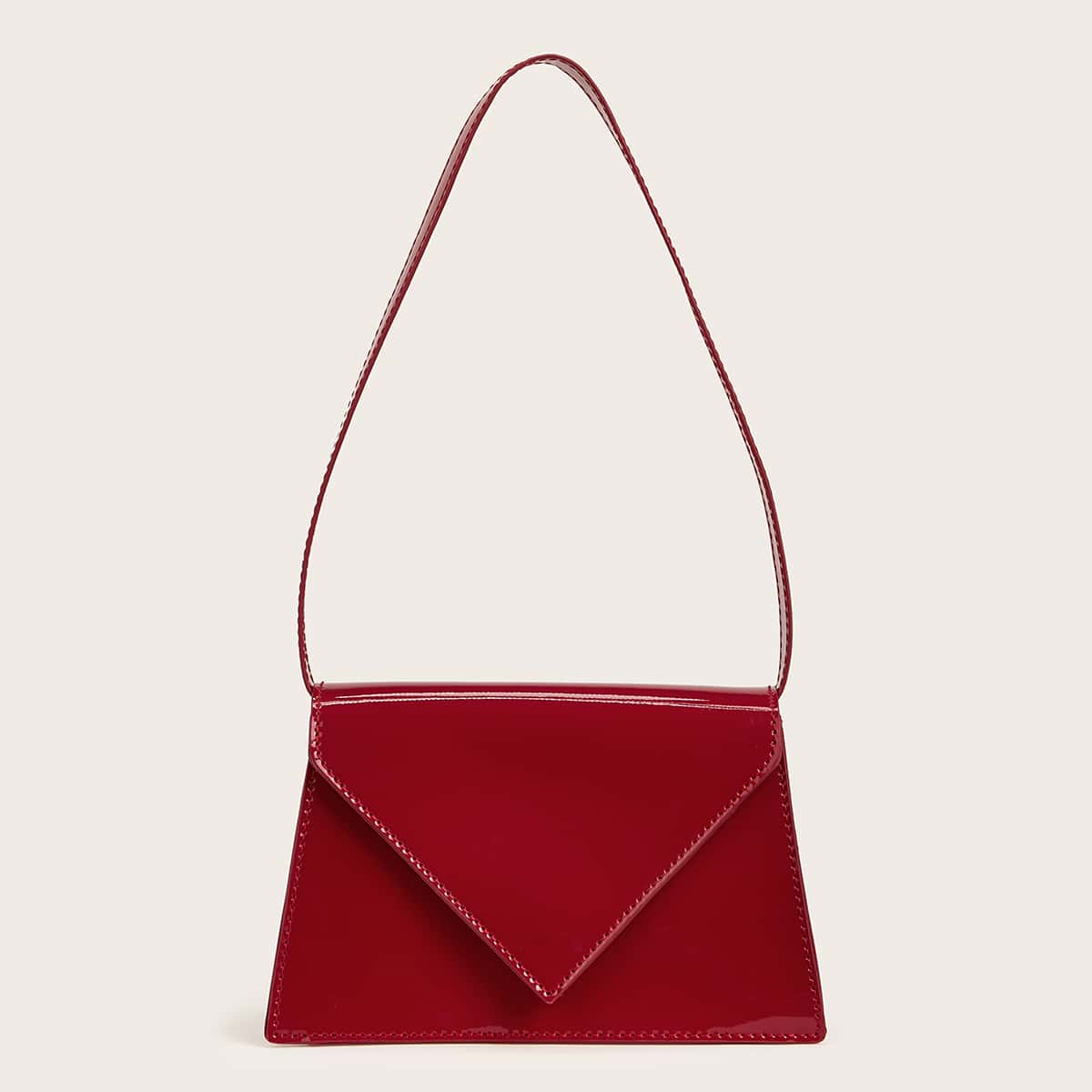 

Solid Flap Shoulder Bag, Red