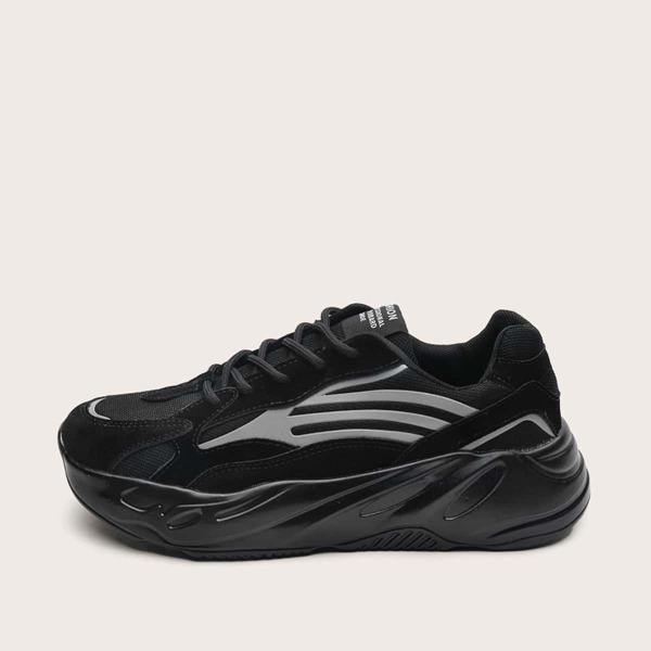 

Men Lace-up Front Chunky Sneakers, Black