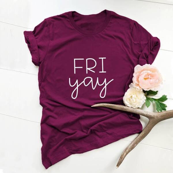 

Plus Letter Graphic Crew Neck Tee, Burgundy