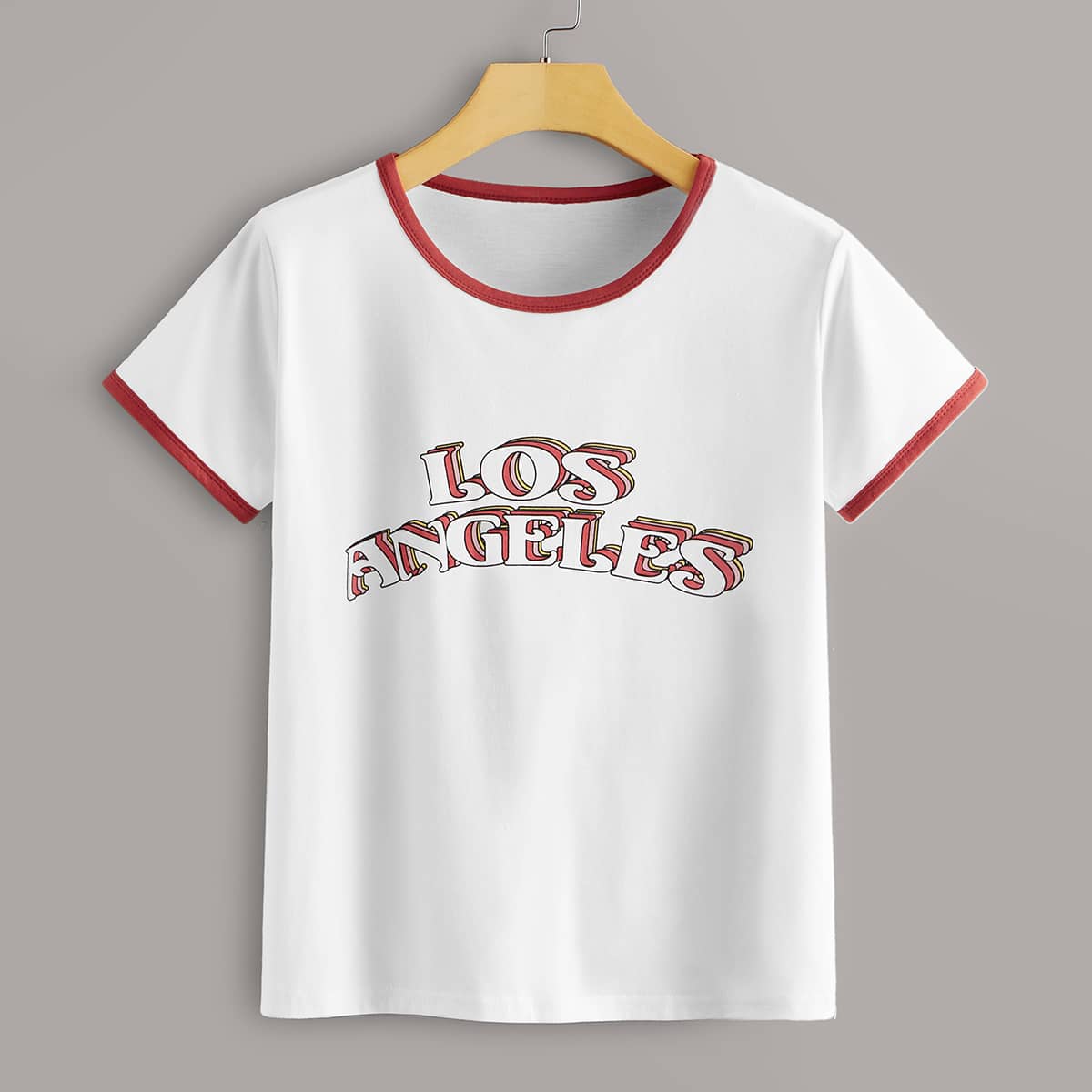 

Letter Graphic Ringer Tee, White