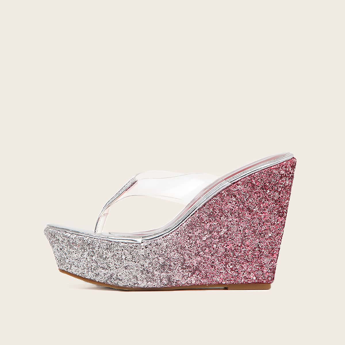 

Toe Post Glitter Sole Wedges