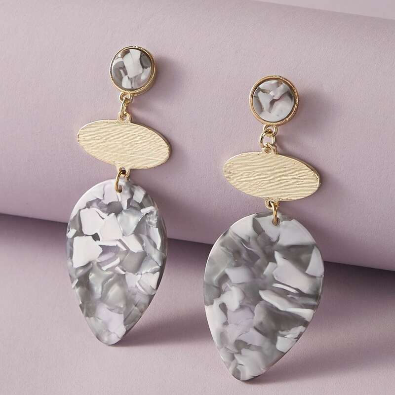 

1pair Geometric Drop Earrings, Multicolor