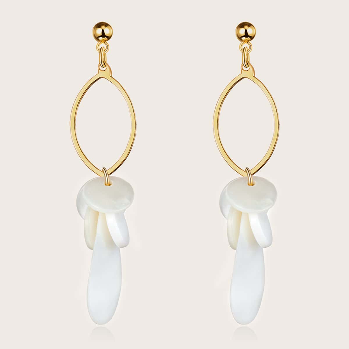

1pair Shell Decor Geometric Drop Earrings, Gold