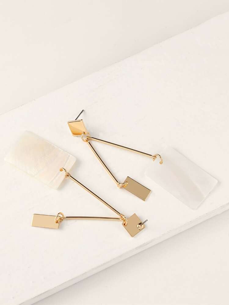 1pair Shell Decor Geometric Drop Earrings - Multicolor - View 6