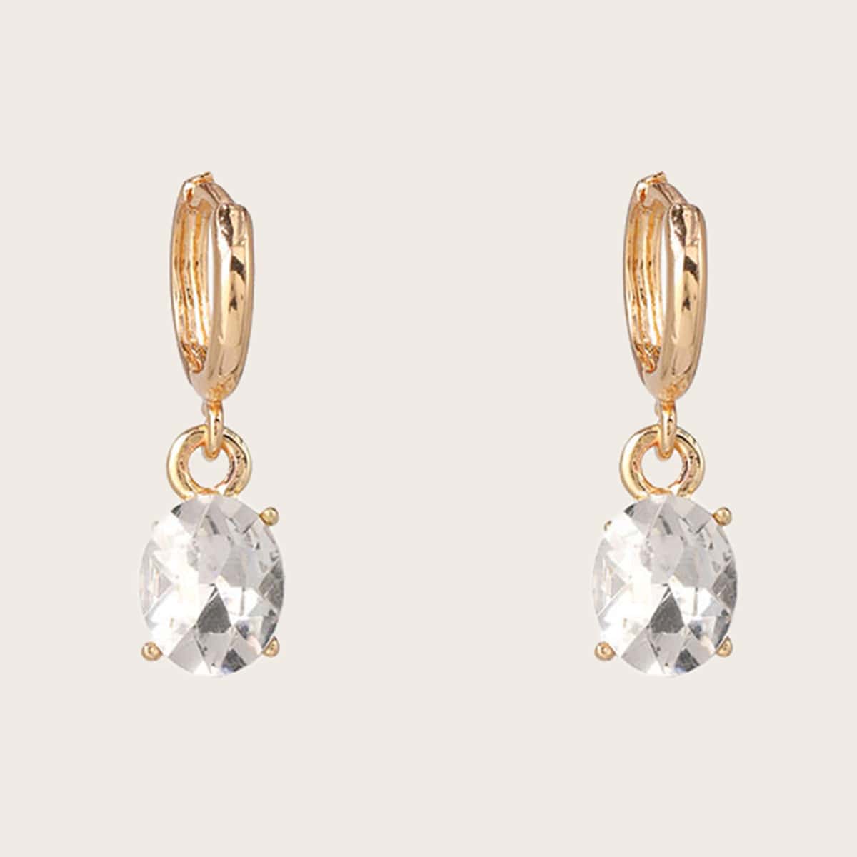

1pair Rhinestone Decor Geometric Drop Earrings, Multicolor