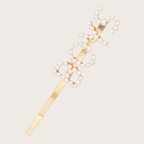 

Faux Pearl Decor Letter Hair Clip, Gold